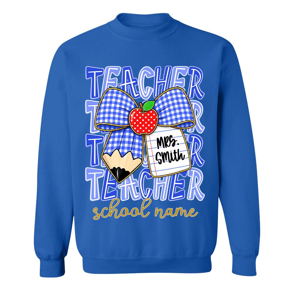 Personalized Coquette Bow Teacher Para Librarian Counselor Appreciation Back to School, Custom Job Title Teacher Name, Gifts For Teacher MI209 Hv01