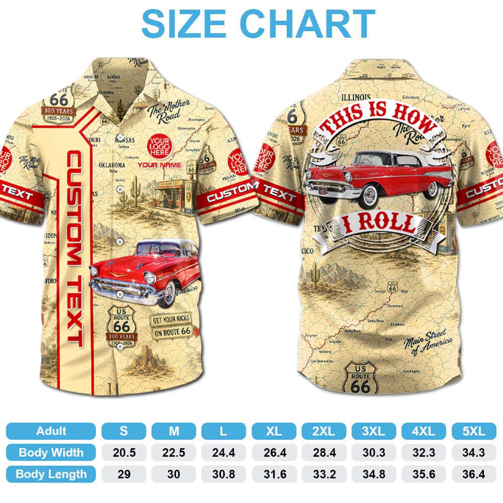 Celebrate 100 Years of Road Route 66 - This Is How I Roll - Custom Vehicle Photo Upload Car Route 66 Hawaiian Shirt Vrs2 A2110 Pt99