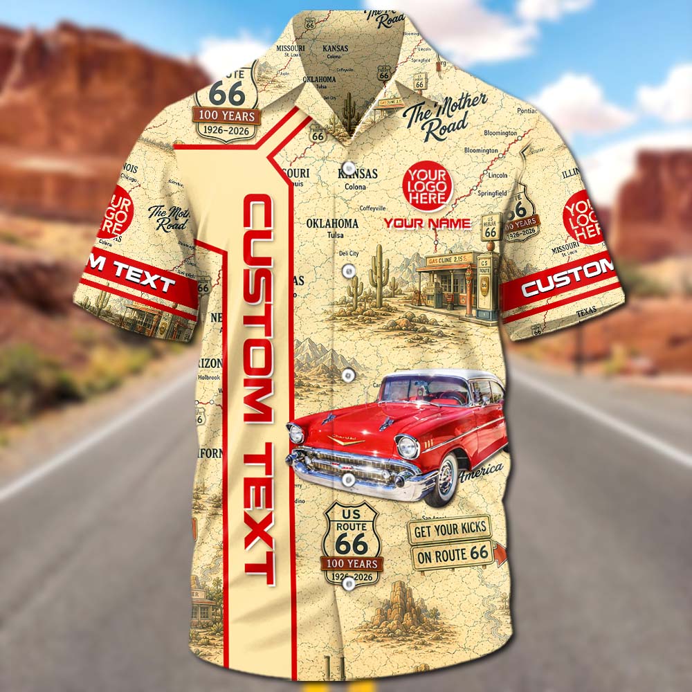 Celebrate 100 Years of Road Route 66 - This Is How I Roll - Custom Vehicle Photo Upload Car Route 66 Hawaiian Shirt Vrs2 A2110 Pt99