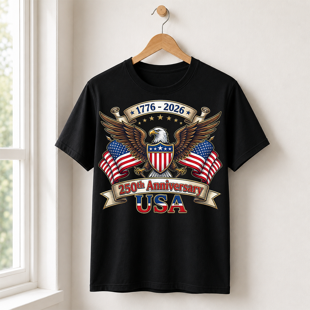 America 250 Years Anniversary T-Shirt, USA 1776-2026 4th of July Patriotic Tee Hv01