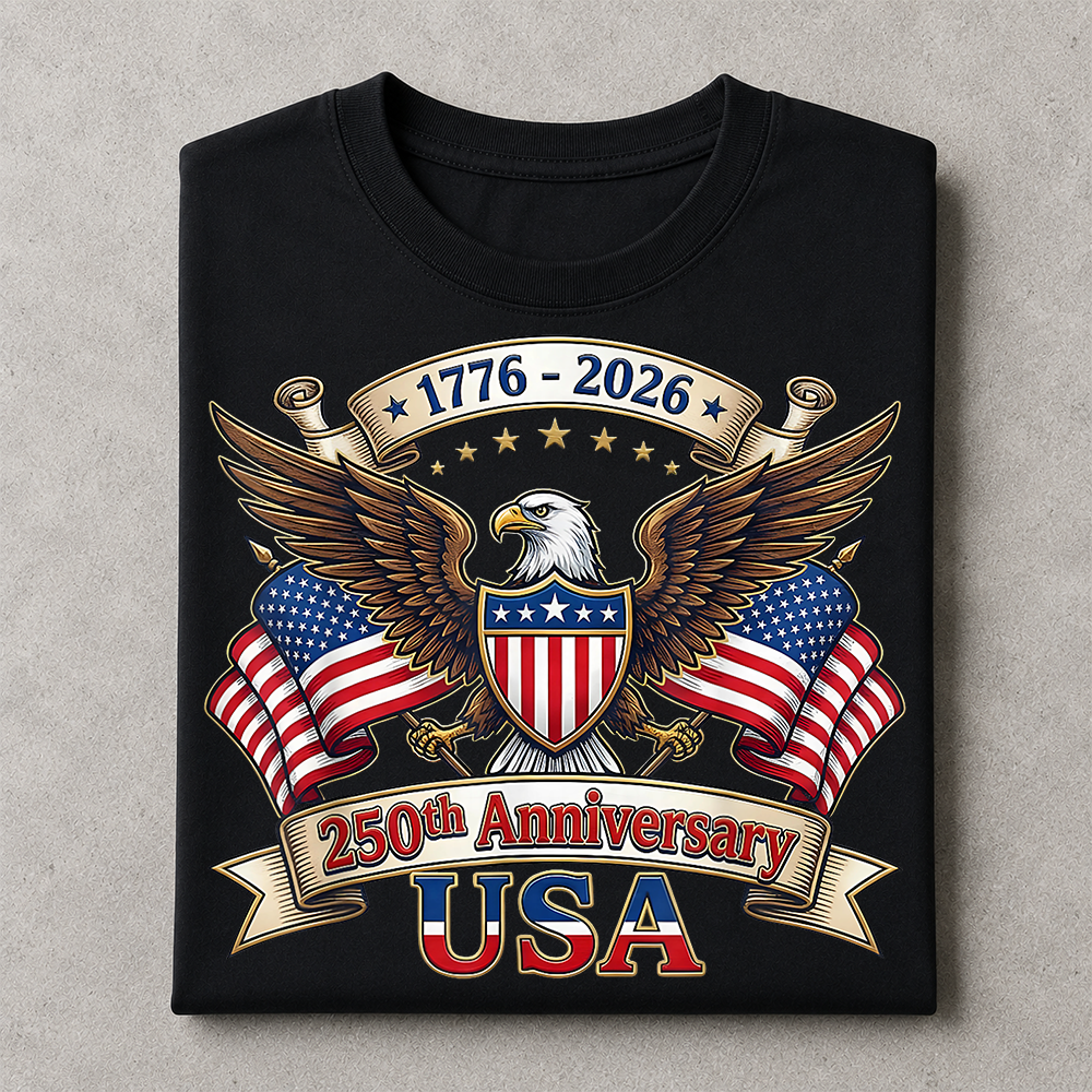 America 250 Years Anniversary T-Shirt, USA 1776-2026 4th of July Patriotic Tee Hv01