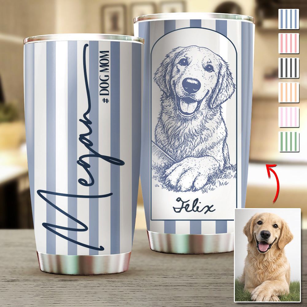 Dog Mom Dog Dad, Personalized Tumbler Custom Photo Gift For Dog Lovers T1807 Li29