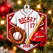 Personalized Baseball Player Acrylic Ornament | Custom Name, Team Name, Jersey Number & Color | Gift For Players, Coaches & Baseball Fans Pt99