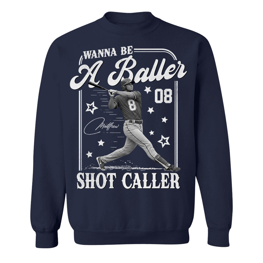 Wanna Be A Baller Shot Caller - Personalized Washed Tee Retro Bootleg Shirt - Gift For Baseball Lovers T1807 Li29