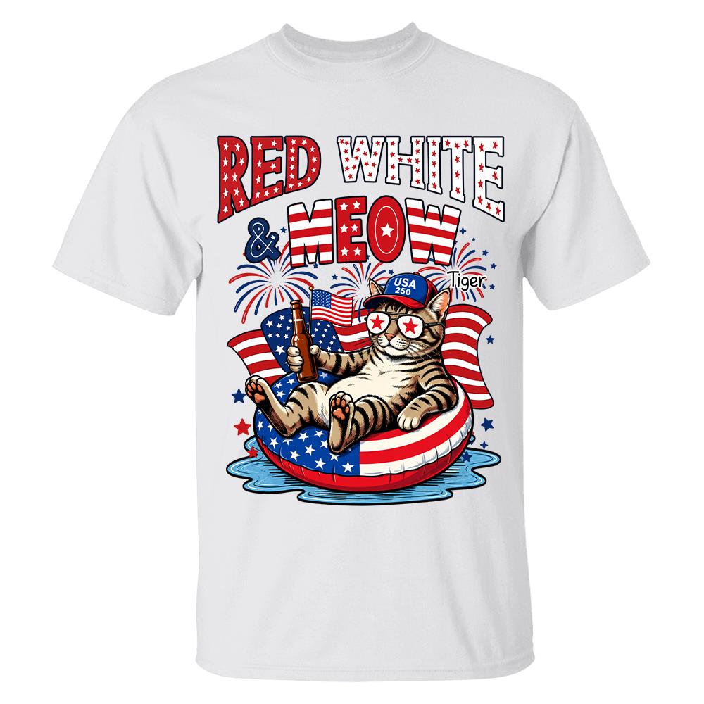 Red White Meow, Custom Photo Pet Shirt, America 250th Anniversary Gifts For Dog Cat Lovers, Dog Dad And Mom, Cat Owners T1807 Hv01 