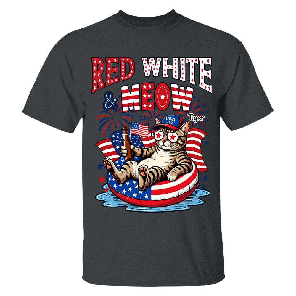 Red White Meow, Custom Photo Pet Shirt, America 250th Anniversary Gifts For Dog Cat Lovers, Dog Dad And Mom, Cat Owners T1807 Hv01 