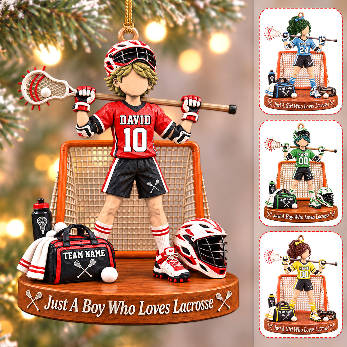 Personalized Just A Boy Who Loves Lacrosse Ornament, Custom Name & Number Player Lacrosse Ornament, Gift For Lacrosse Lover T1807 Hv01