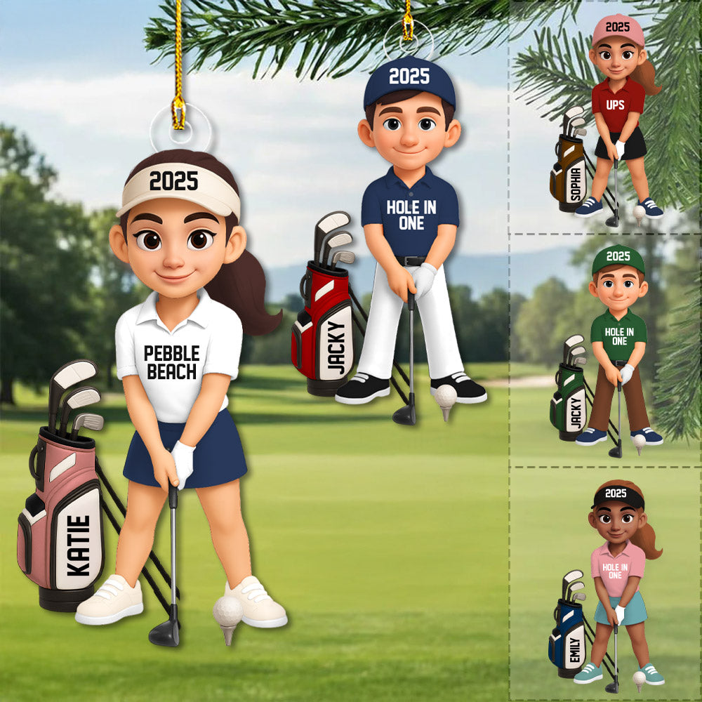 Personalized Golf Ornament - Custom Golfer Christmas Decoration - Golf Gift  Na02 Pt99