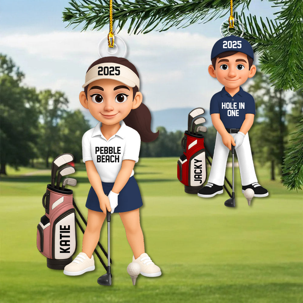 Personalized Golf Ornament - Custom Golfer Christmas Decoration - Golf Gift  Na02 Pt99