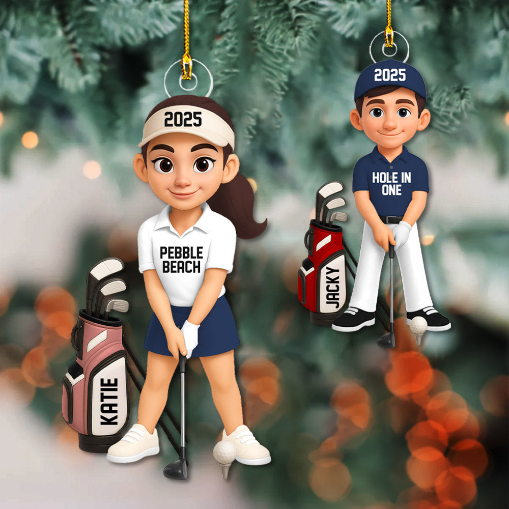 Personalized Golf Ornament - Custom Golfer Christmas Decoration - Golf Gift  Na02 Pt99