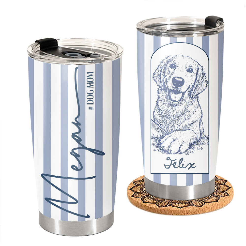 Dog Mom Dog Dad, Personalized Tumbler Custom Photo Gift For Dog Lovers T1807 Li29