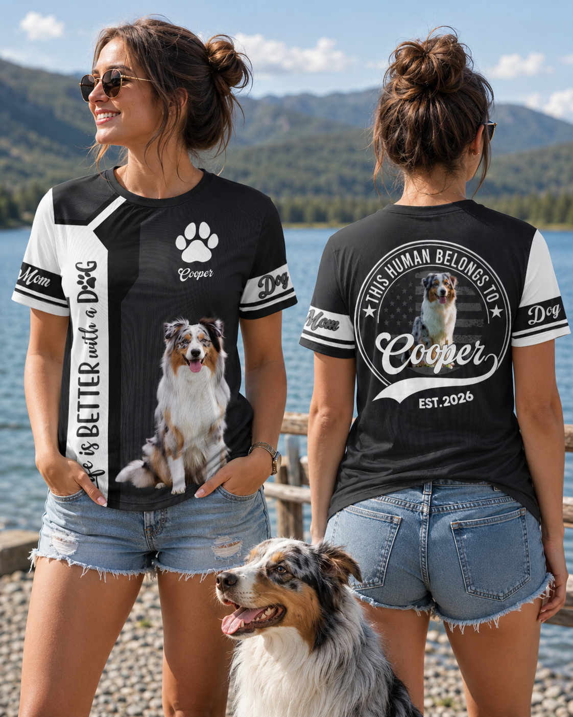 Life Is Better With A Dog, Australian Shepherd, Personalized Dog Mom Dog Dad Shirt, Gift For Dog Lover T1807