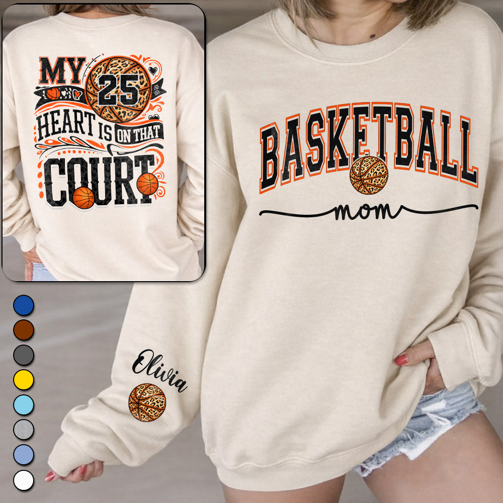 My Heart Is On That Court - Personalized Basketball 3D Shirt For Family NA04