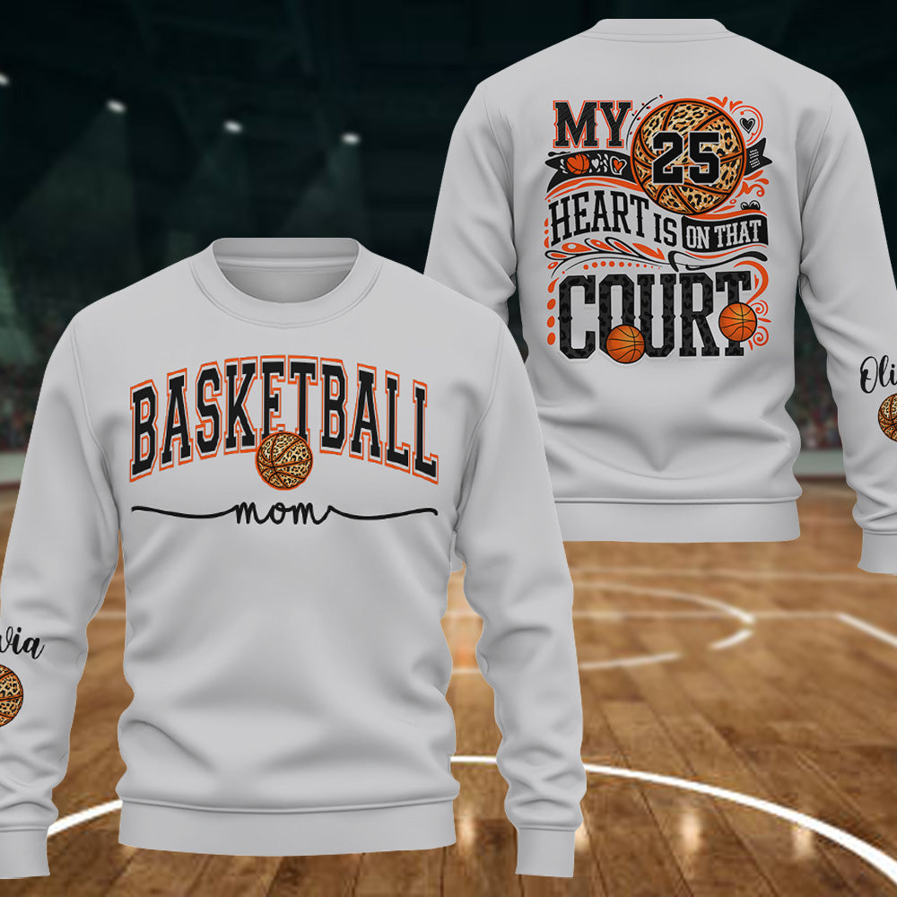 My Heart Is On That Court - Personalized Basketball 3D Shirt For Family NA04