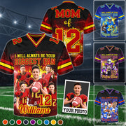 Custom Photo Football Jersey I Will Always Be Your Biggest Fan Game Day Shirt For Football Mom Dad Family H2511