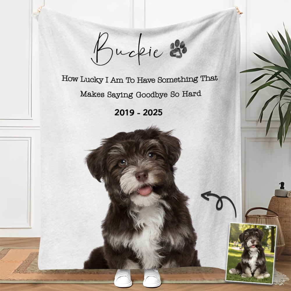 Custom Dog Memorial Blanket With Pet Photo – Personalized Pet Remembrance Gift For Dog Mom & Dad T1807