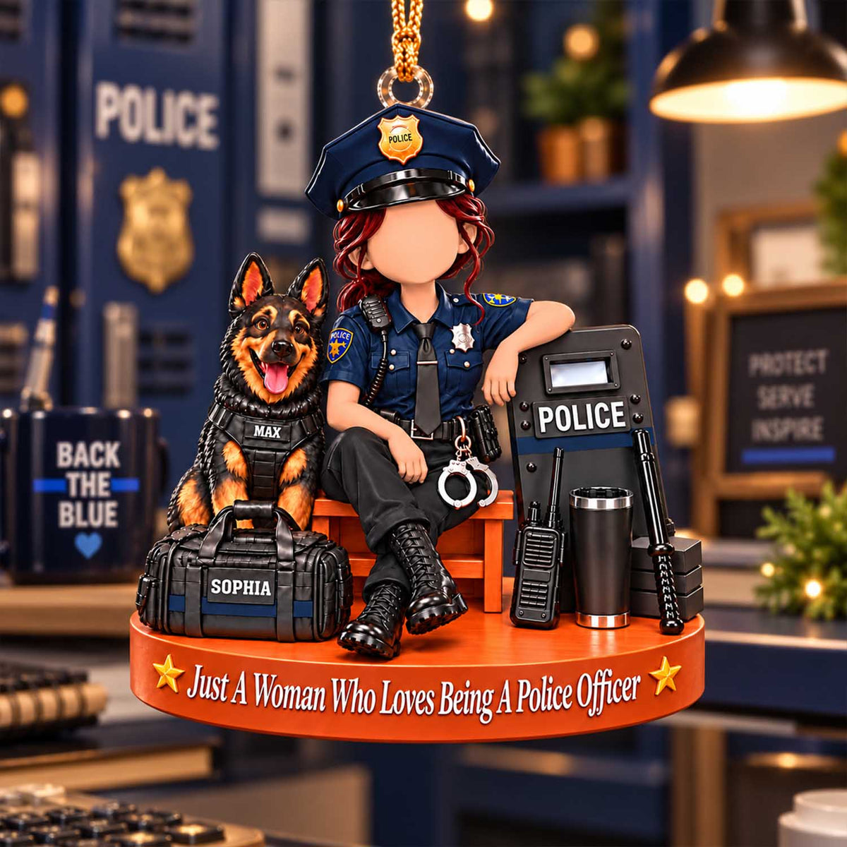 Custom Just A Woman Who Loves Being A Police Officer Ornament, Christmas Gift For Police Officer L0411 Pt99