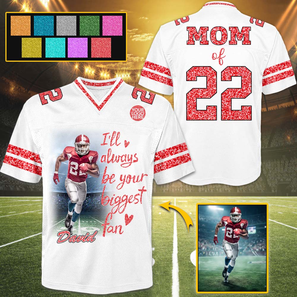 Custom Photo Football Game Day Football Glitter Jersey For Football Lovers - Personalized Gift For Football Player NA04 VH01
