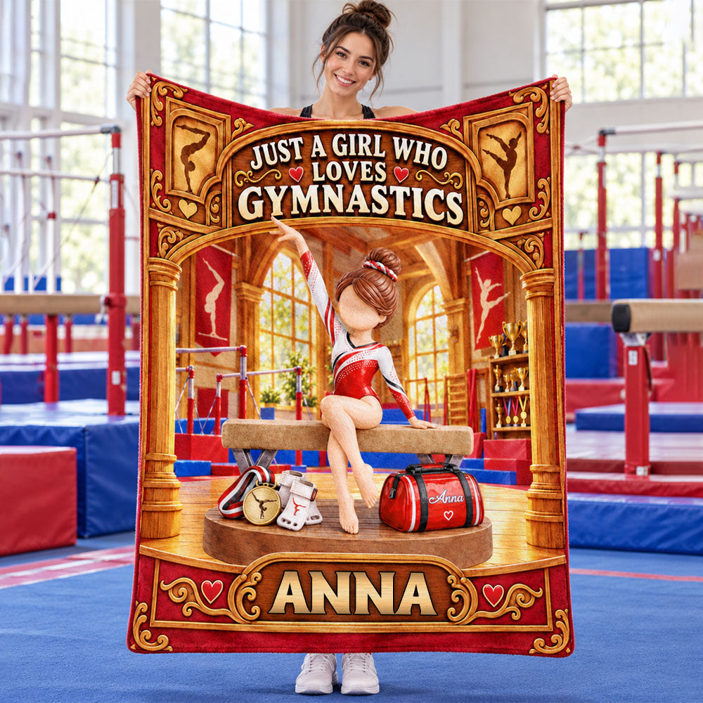 Just A Girl Who Loves Gymnastics, Personalized Gymnastics Blanket, Custom Player Gymnastics Gift For Gymnastic Lovers C2408 Nh00