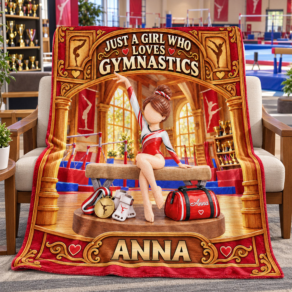 Just A Girl Who Loves Gymnastics, Personalized Gymnastics Blanket, Custom Player Gymnastics Gift For Gymnastic Lovers C2408 Nh00