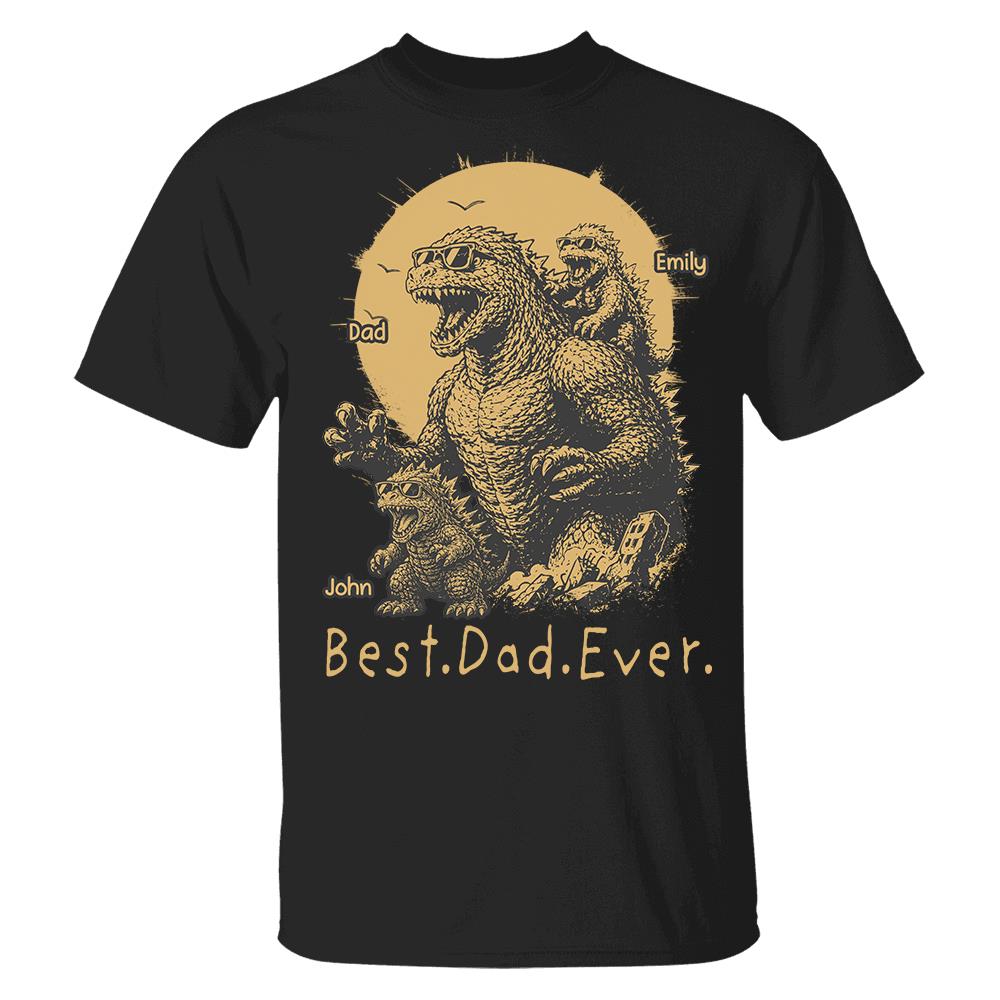 Personalized Best Dad Ever Dadzilla T-Shirt Father Day Gifts for Dad Funny Papa Tshirt Cool Daddy Dinosaur Tee Vr2