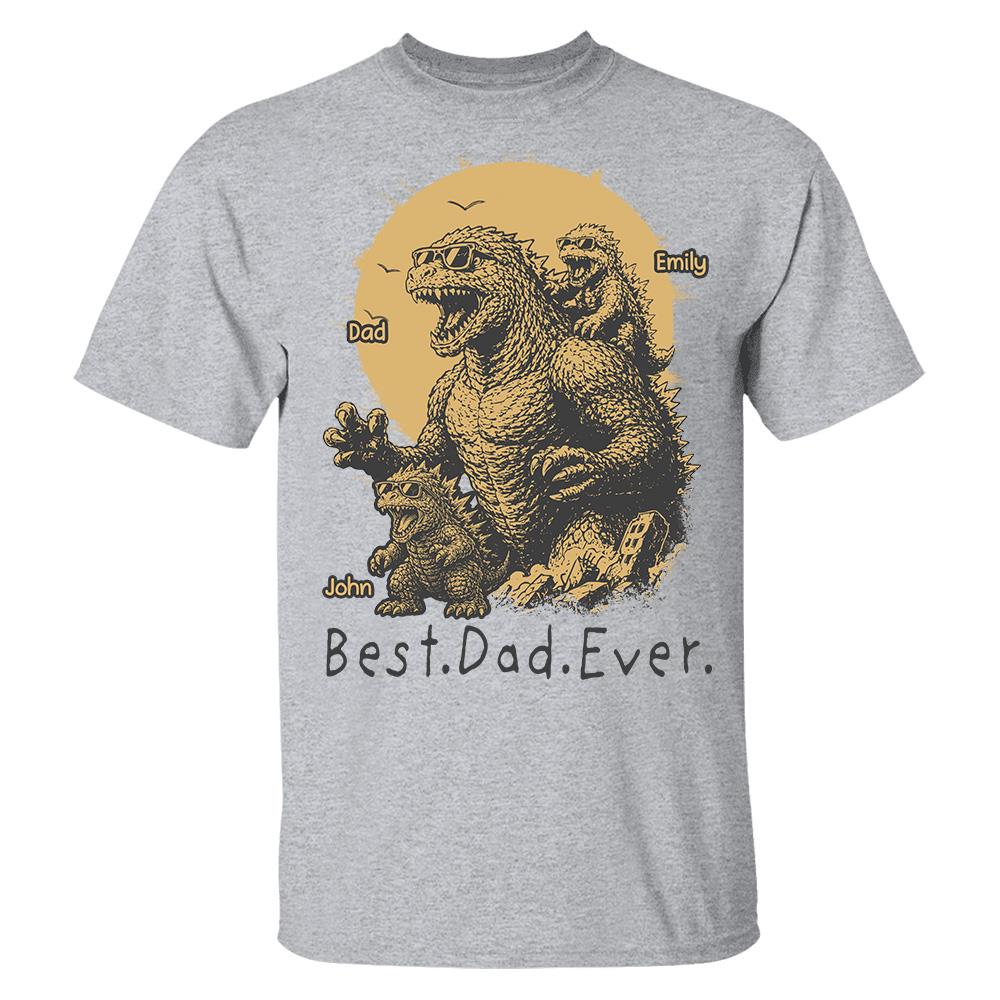 Personalized Best Dad Ever Dadzilla T-Shirt Father Day Gifts for Dad Funny Papa Tshirt Cool Daddy Dinosaur Tee Vr2