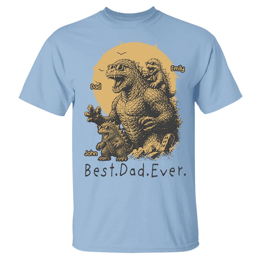 Personalized Best Dad Ever Dadzilla T-Shirt Father Day Gifts for Dad Funny Papa Tshirt Cool Daddy Dinosaur Tee Vr2