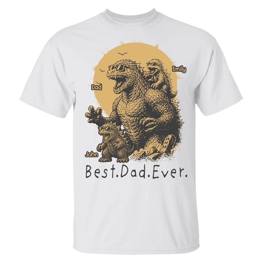 Personalized Best Dad Ever Dadzilla T-Shirt Father Day Gifts for Dad Funny Papa Tshirt Cool Daddy Dinosaur Tee Vr2