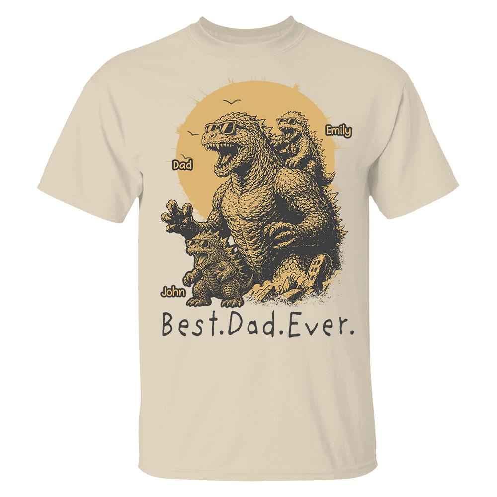 Personalized Best Dad Ever Dadzilla T-Shirt Father Day Gifts for Dad Funny Papa Tshirt Cool Daddy Dinosaur Tee Vr2