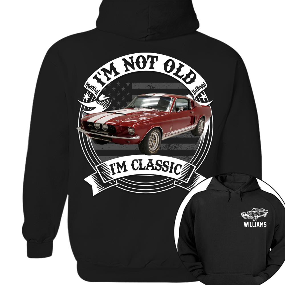 I'm Not Old I'm Classic Mustang Fastback Graphic Personalized Car's Photo Quarter Shirt