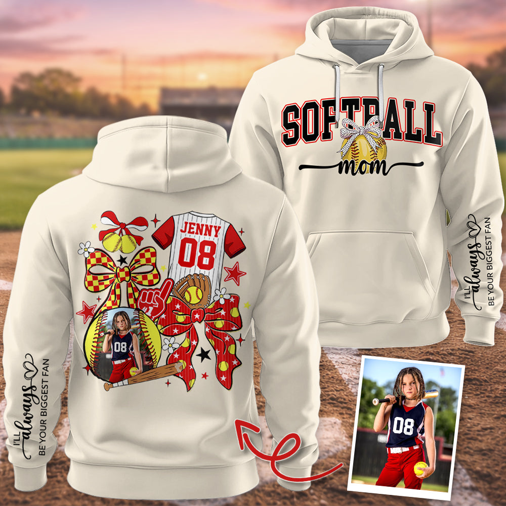 Softball Mom - Custom Photo Softball Shirt - Softball Mom, Dad, Family Shirt T1807 Hv01