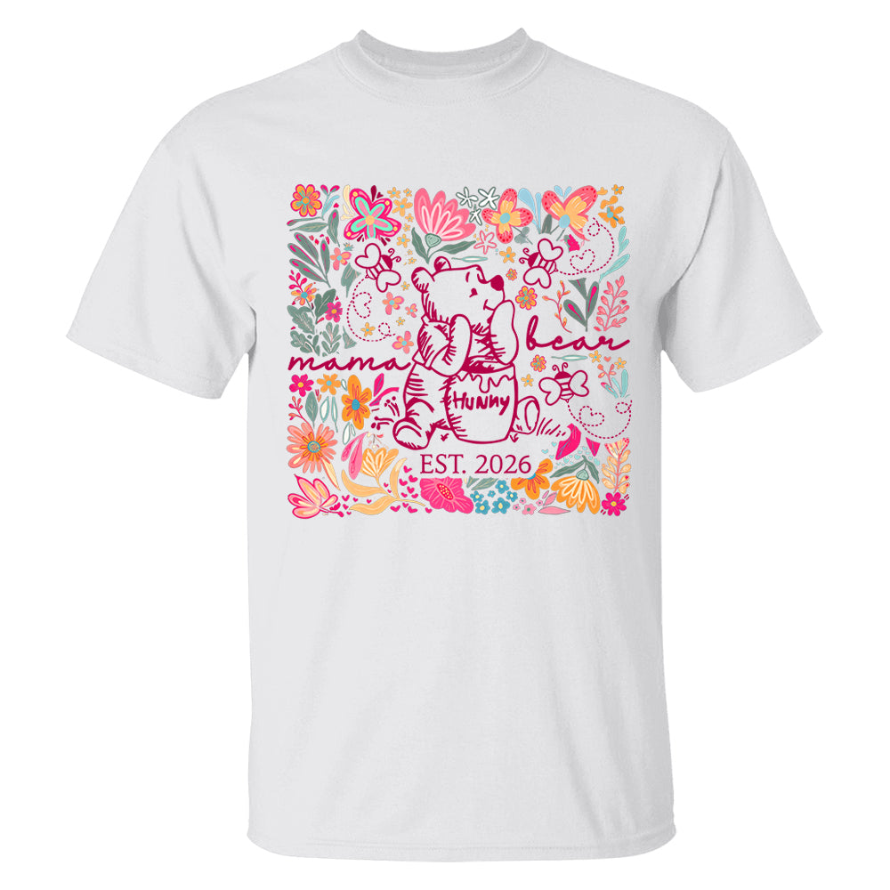 Personalized Mama Bear Boho Floral Mom, Grandma and Childs Shirts - Mother's Day Mama Tee, Custom Name Hand Kid Names, Gift Best Mom Ever T24