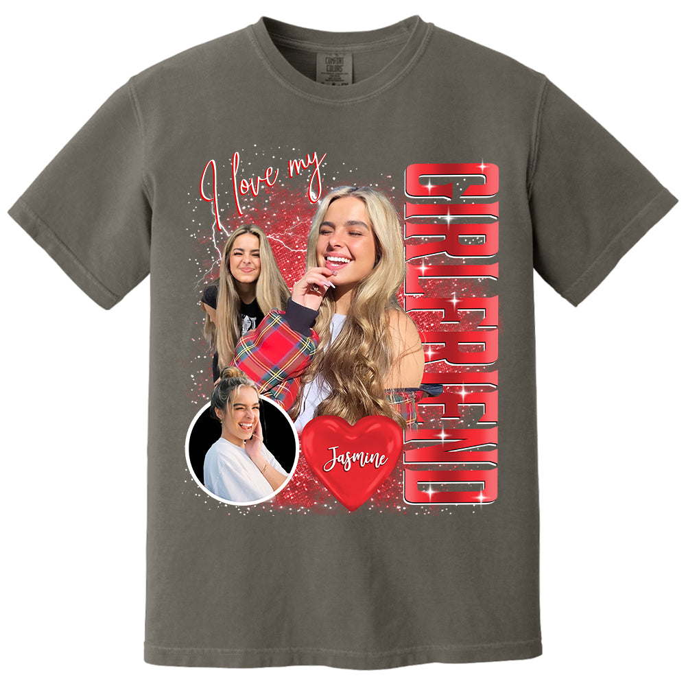 Custom I Love My Girlfriend Shirt, Customize Photo Bootleg Idea Tee Na02