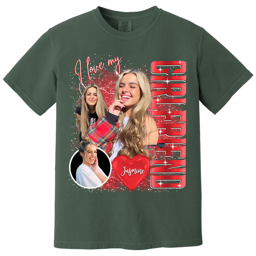 Custom I Love My Girlfriend Shirt, Customize Photo Bootleg Idea Tee Na02