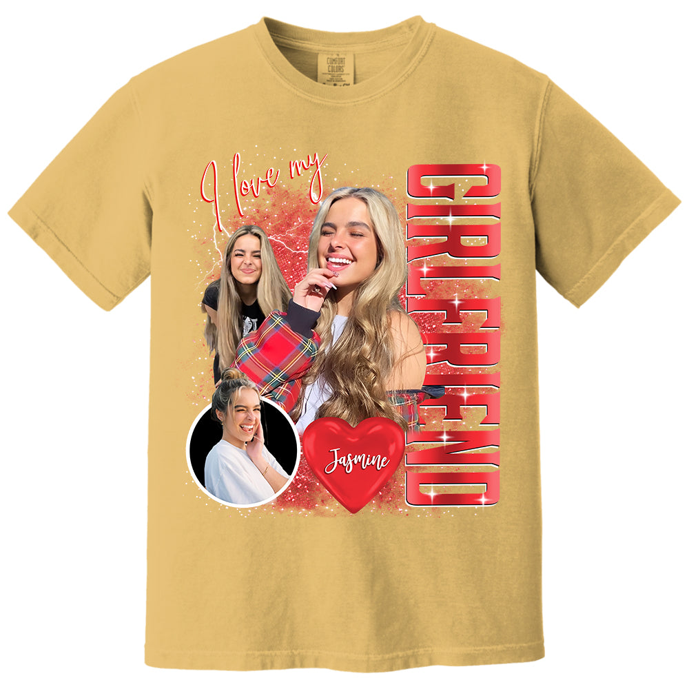Custom I Love My Girlfriend Shirt, Customize Photo Bootleg Idea Tee Na02