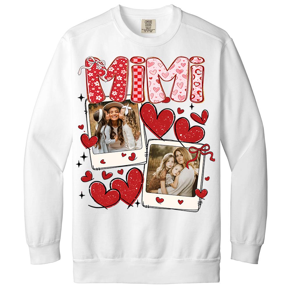Custom Mama Valentine Glitter Upload Photo Shirt, Leopard Checkered Valentine Vr2