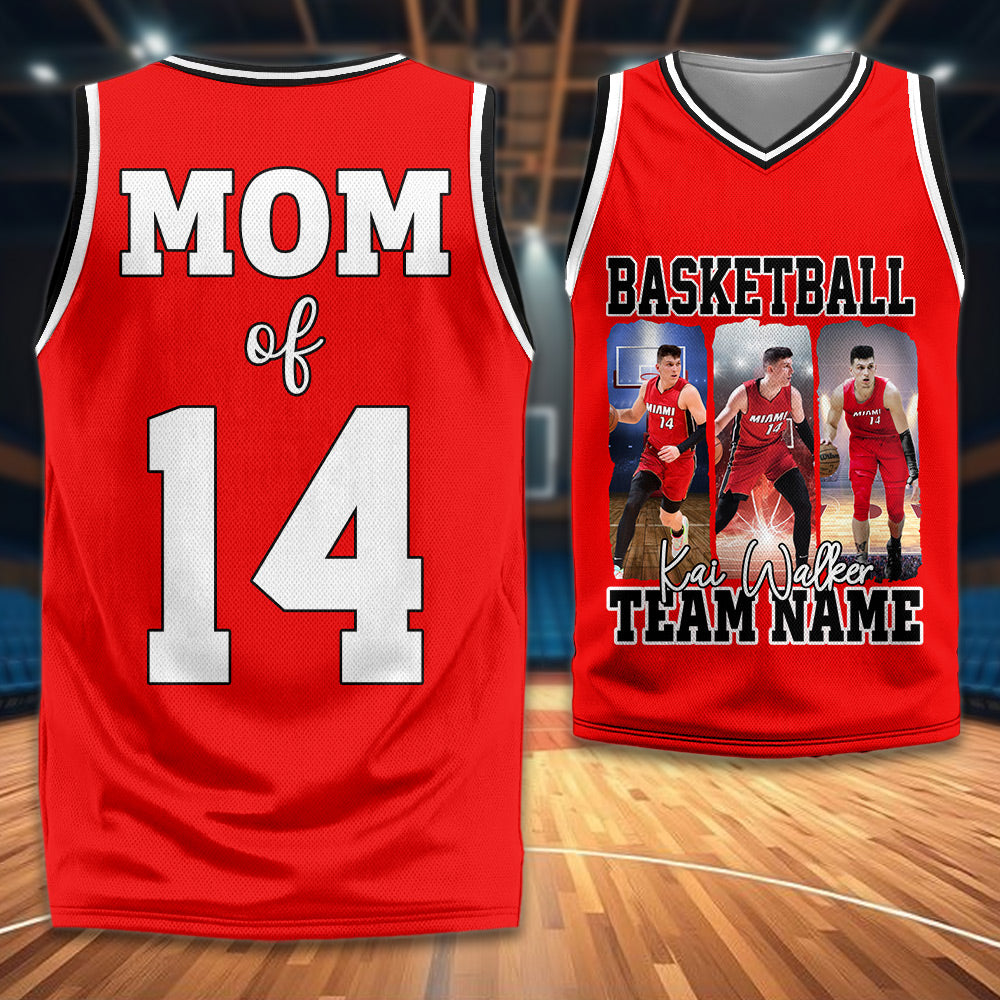 Personalized Basketball Jersey, Custom Photo And Team Name For Basketball Mom Sport Family Na02 Li29