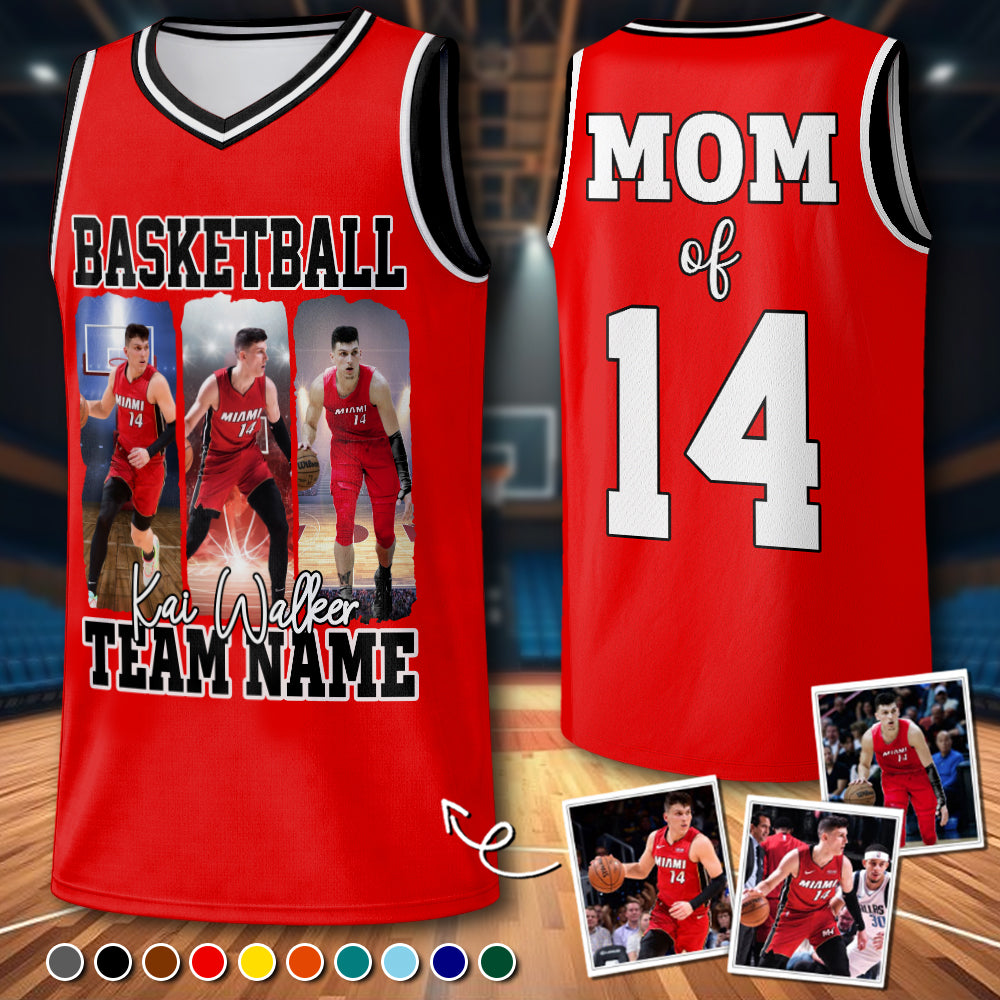 Personalized Basketball Jersey, Custom Photo And Team Name For Basketball Mom Sport Family Na02 Li29