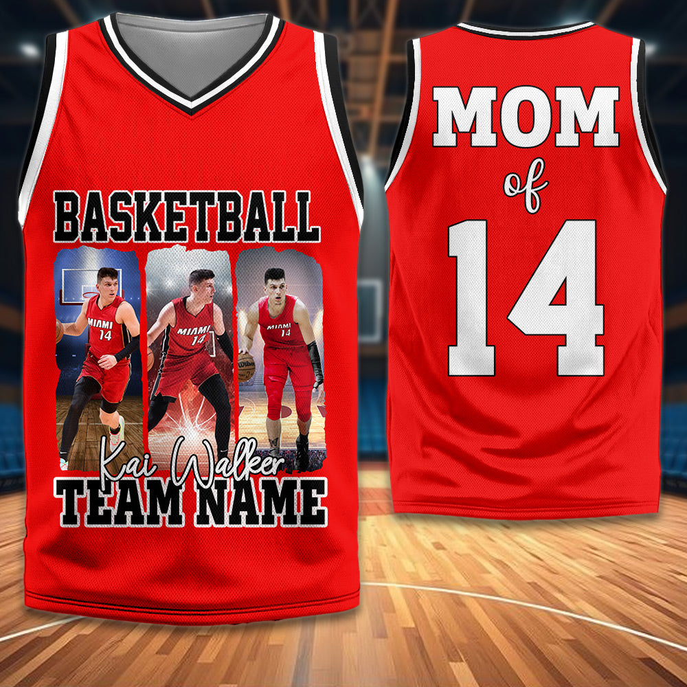 Personalized Basketball Jersey, Custom Photo And Team Name For Basketball Mom Sport Family Na02 Li29