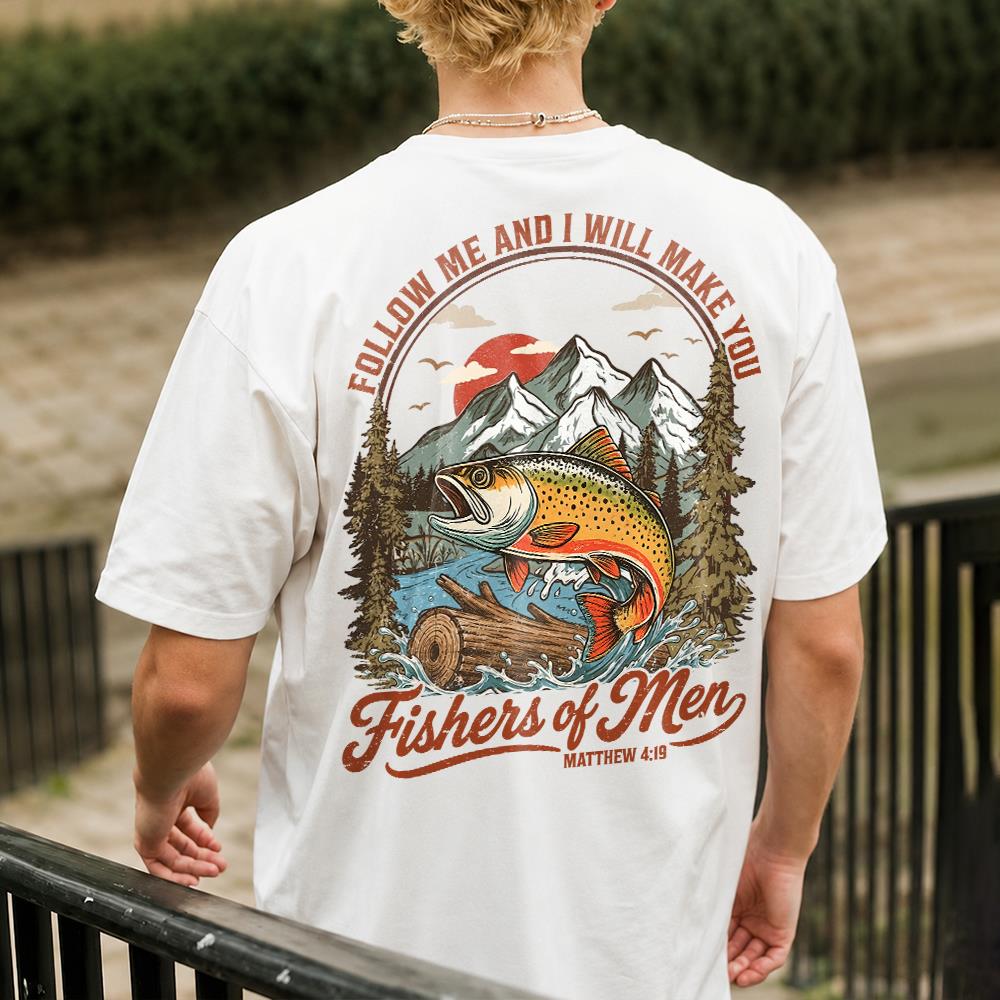 Follow Me and I Will Make You Fishers of Men Shirt - Matthew 4:19 Christian Fishing Shirt Hv01