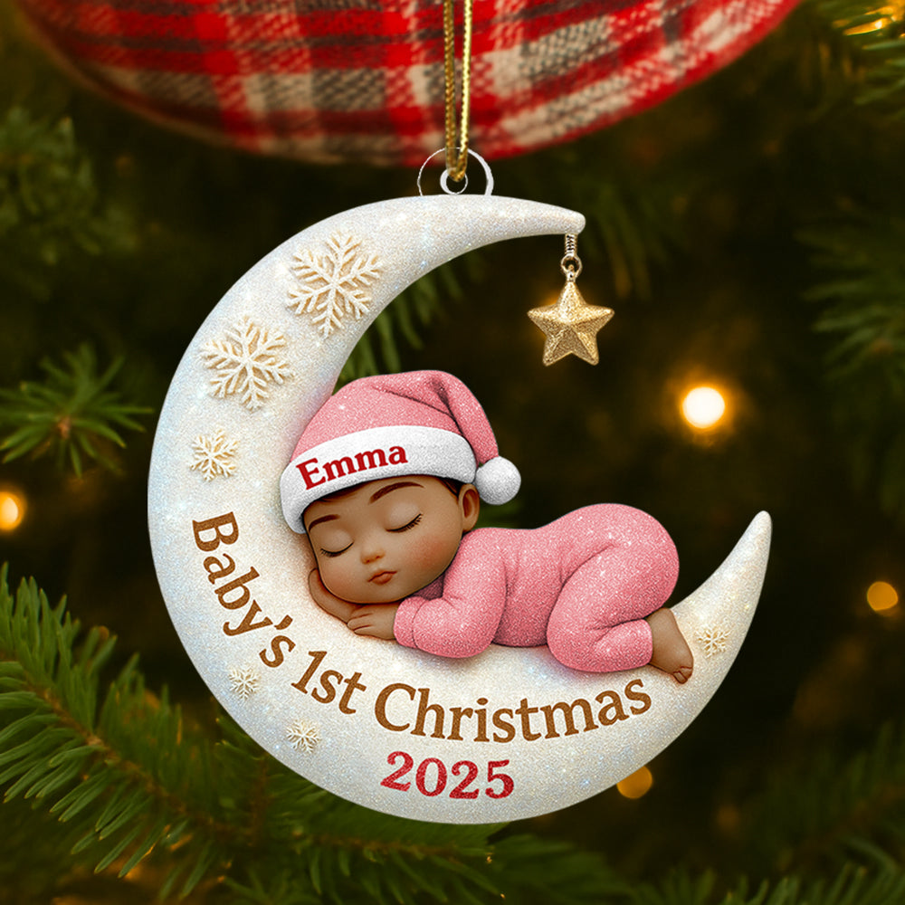 Baby's First Christmas Ornament, Personalized Newborn Christmas Ornament, Acrylic Christmas Ornament For Custom Baby, New Baby Gift Hv01