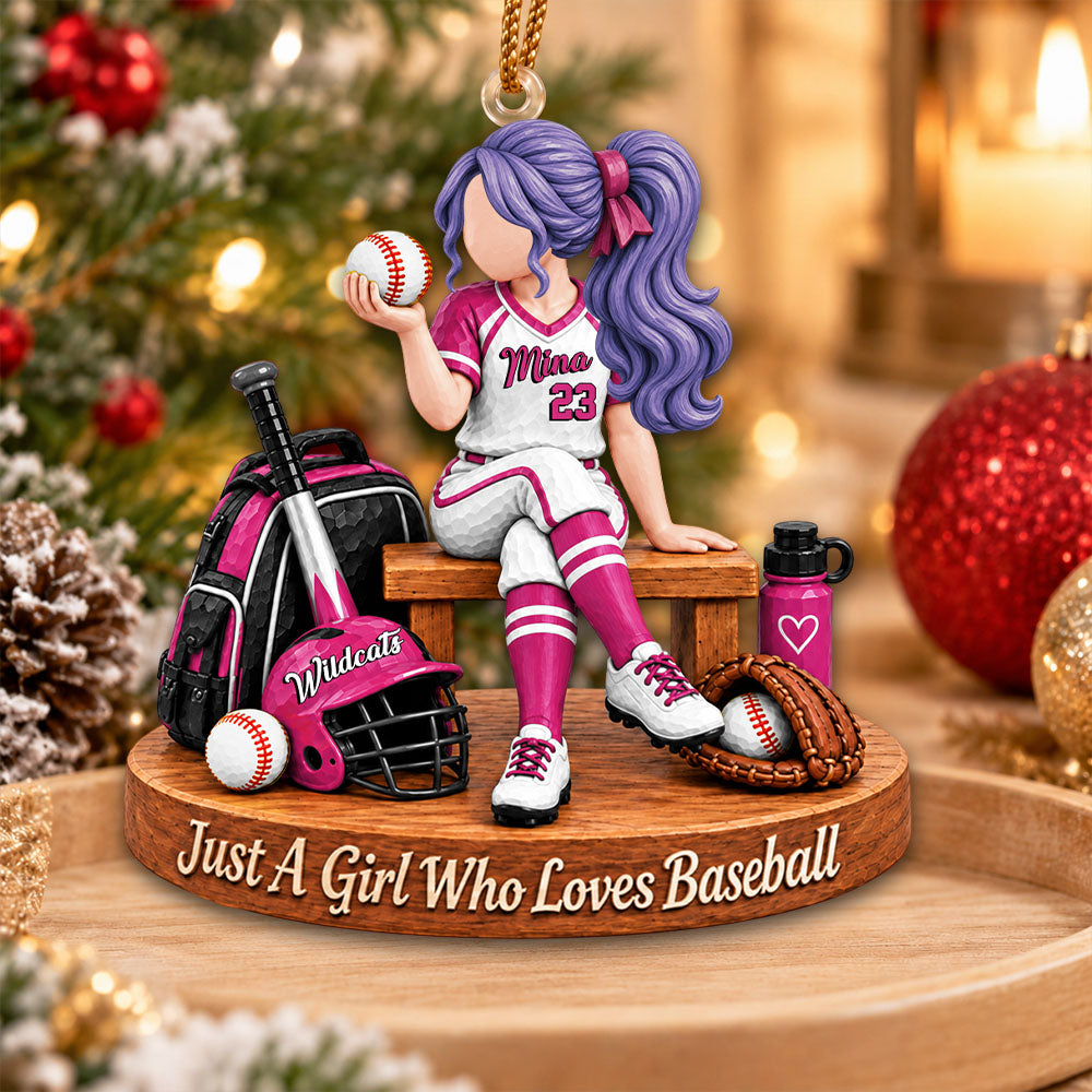 Just A Girl Who Loves Baseball, Personalized Baseball Ornament, Custom Player Name Gift, Gift For Baseball Players Baseball Lover MI209 Nh00