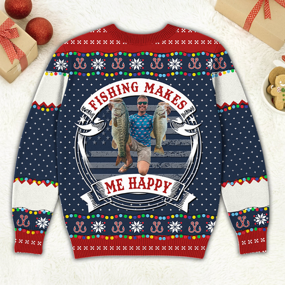 Merry Fishmas - Just One More Cast I Promise - Custom Fishing Photo Ugly Sweater - Gift For Fishing Lovers A2110 Hv01