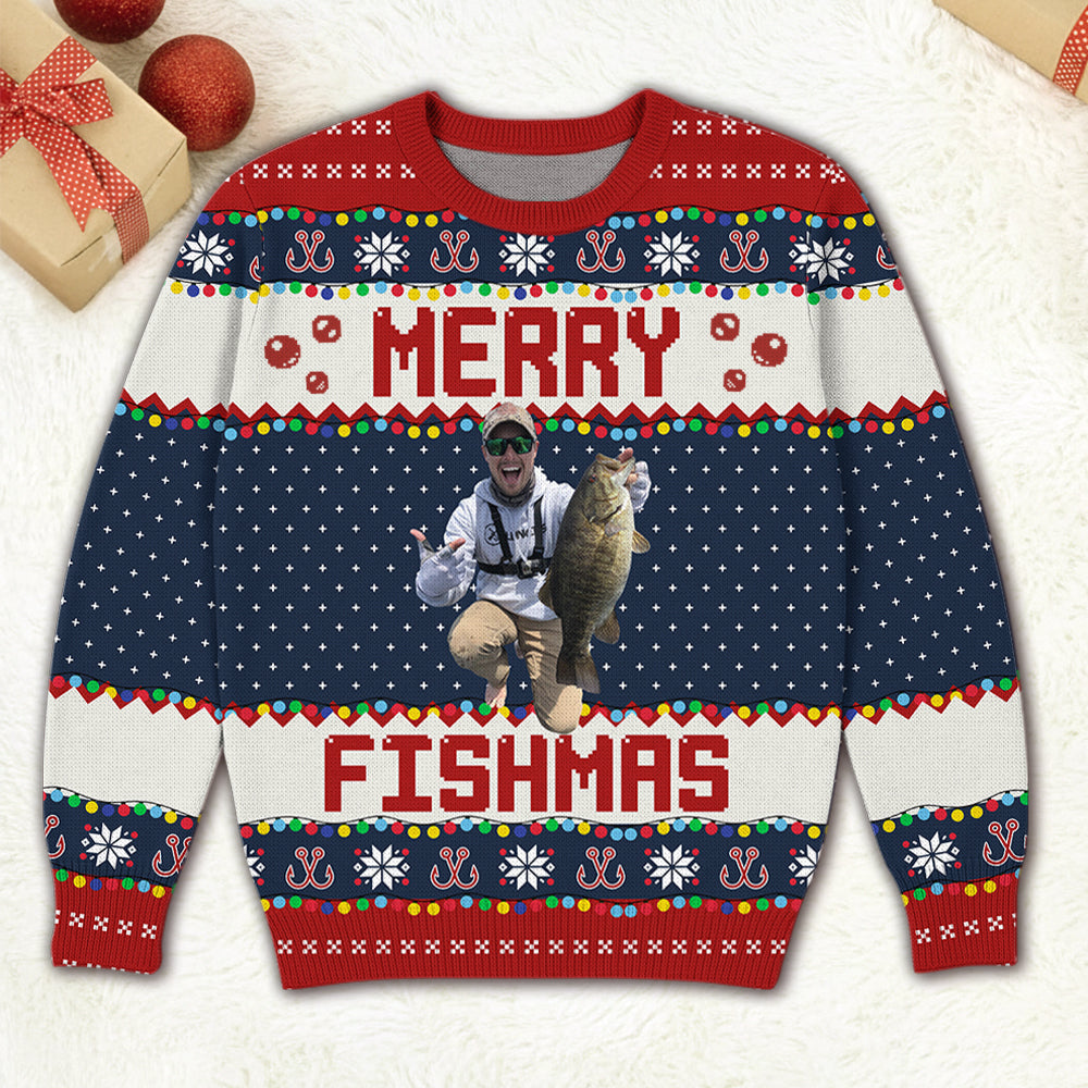 Merry Fishmas - Just One More Cast I Promise - Custom Fishing Photo Ugly Sweater - Gift For Fishing Lovers A2110 Hv01
