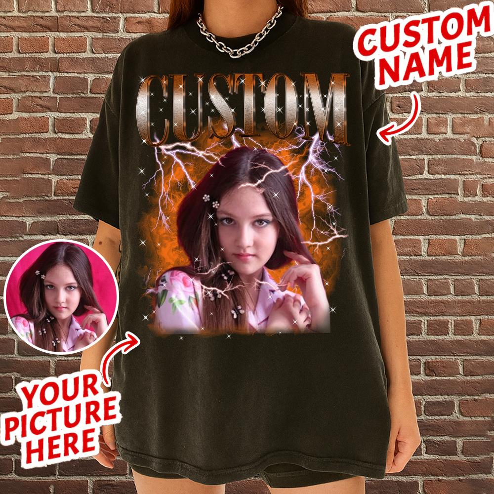 Custom Bootleg Rap Tee Shirt for Boyfriend Girlfriend Custom Face Tshirt Vintage Graphic Shirt Nh00