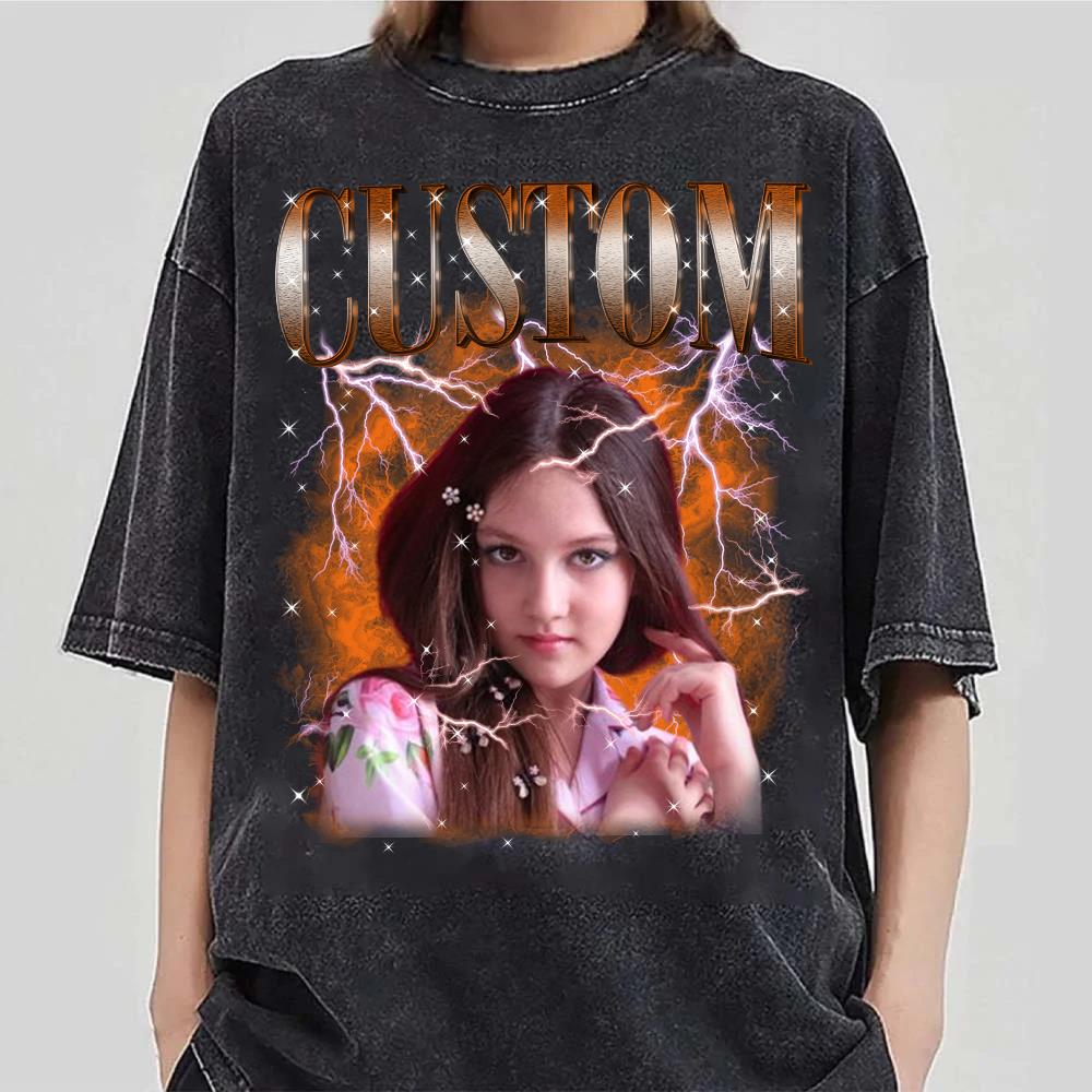 Custom Bootleg Rap Tee Shirt for Boyfriend Girlfriend Custom Face Tshirt Vintage Graphic Shirt Nh00