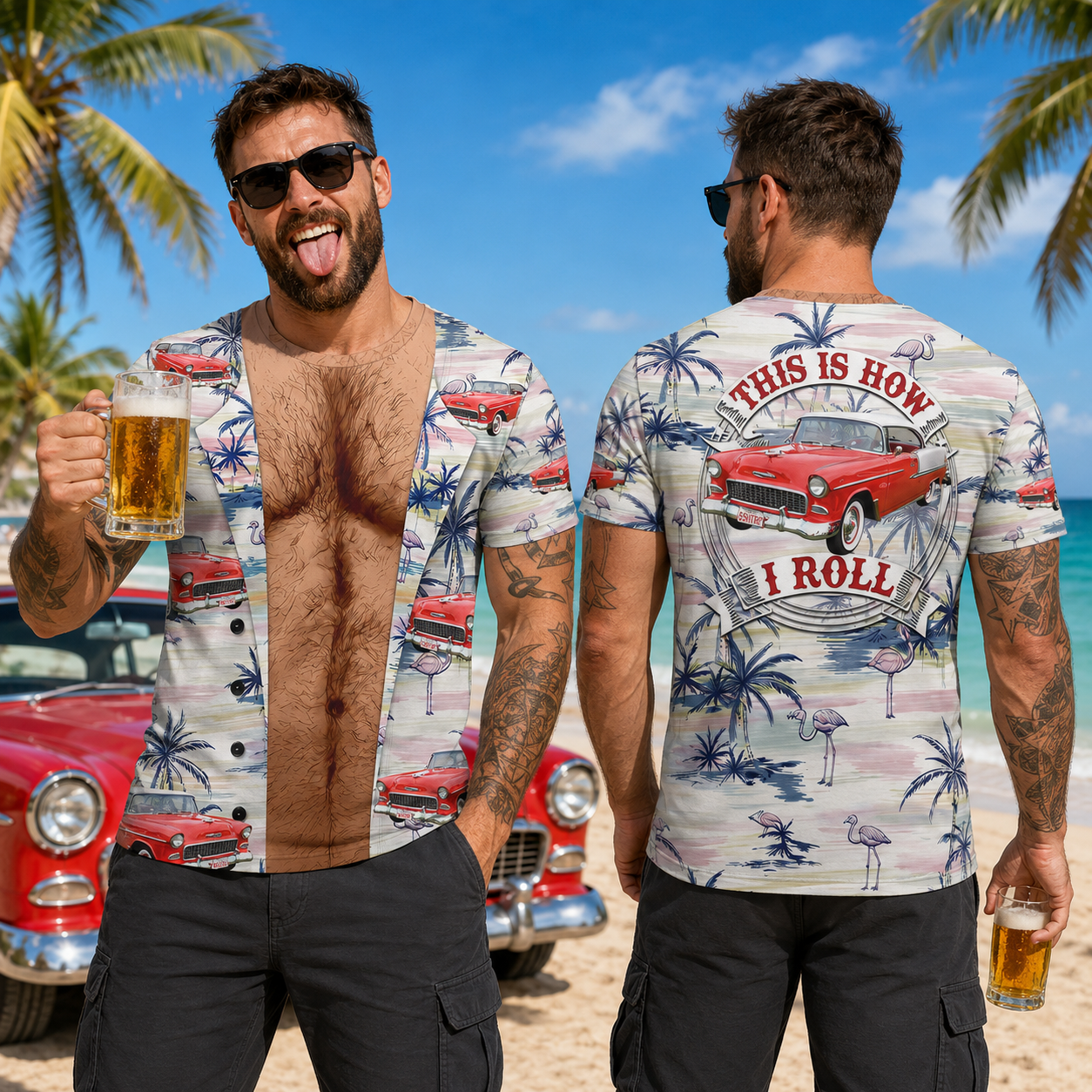 Funny Hairy Muscular Body - Personalized Car Photo Shirt A2110 Pt99