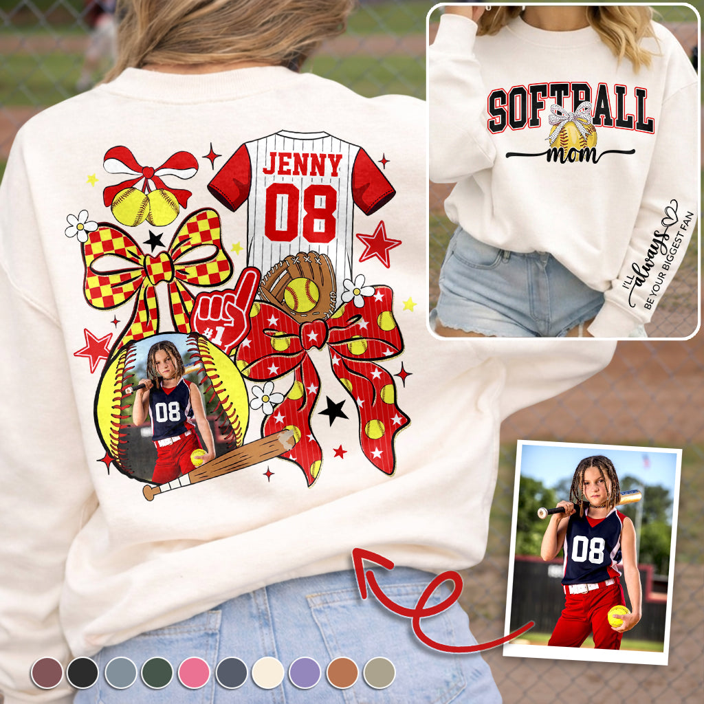 Softball Mom - Custom Photo Softball Shirt - Softball Mom, Dad, Family Shirt T1807 Hv01
