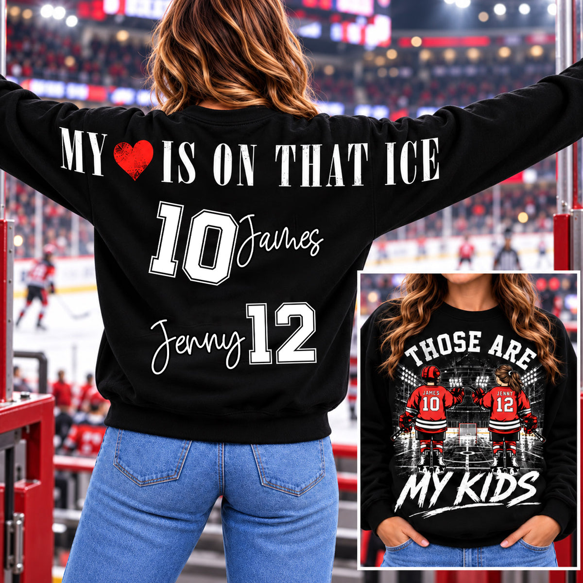 Personalized Those Are My Kids Ice Hockey Mom Shirt, Custom Sports Mom Gameday Shirt T1807 Nh00
