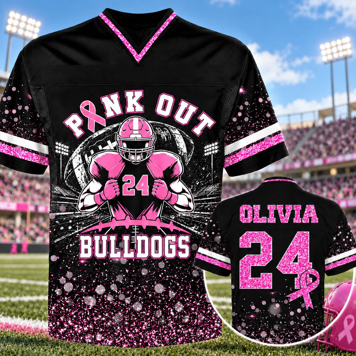 Custom Pink Out Team Shirt, School Breast Cancer Shirt Unisex Jersey L0411 T24